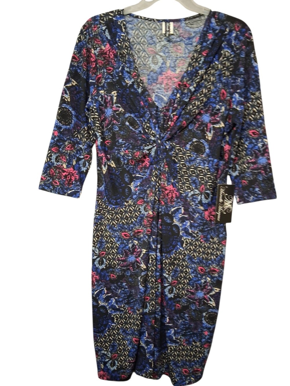 Marcelle Marguax Women’s Floral V Neck Dress Large NWT